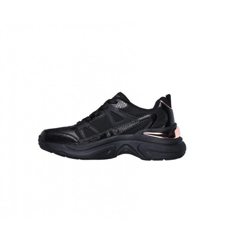 177576 BBK SNAKE TRIMMED PERFORATED DURLEATHER LACE UP BLACK SKECHERS 